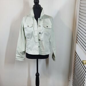 Chico's Striped Green & White Jacket